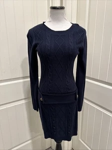 By & By Sweater Dress Navy SZ M Dropped Waist Accent Long Sleeve Read - Picture 1 of 20