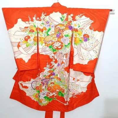 Kimono en soie pour enfants d'occasion Shichi-Go-San avec robe japonaise... - Photo 1/4