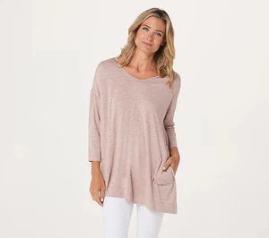 LOGO by Lori Goldstein Drop Shoulder 3/4 Arm Strick Top Damen Neu A382380 - Bild 1 von 7