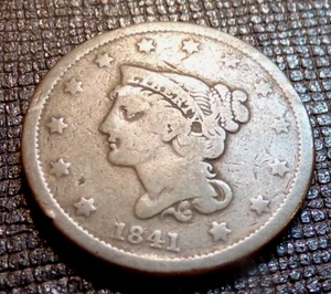 1841 U. S. Braided Hair-Large Cent-in a Good Condition - Picture 1 of 2