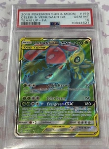 Celebi & Venusaur GX 159 Team Up Tag Team Pokémon TCG PSA 10 Gem Mint - Picture 1 of 4