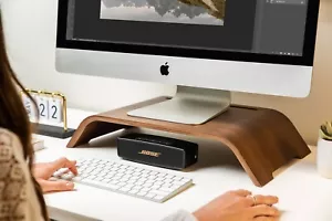 Maya Marie Wood Monitor Stand Riser Computer Desk Riser + Phone/Tablet Holder - Picture 1 of 15