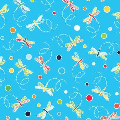 Libélulas y puntos de la selva tropical turquesa mediana. Brilla en la oscuridad 43" de ancho por comprar Foto 1 de 4
