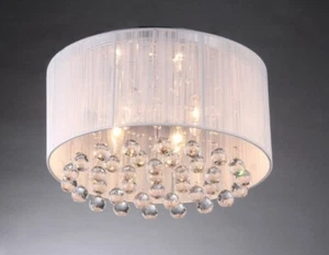 Warehouse Of Tiffany White, Silver & Chrome 17" Optimus Chandelier #RL8057 - Picture 1 of 7