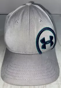 Under Armour Fitted Youth Baseball Hat Cap SZ S/M Grey/Purple/Teal Logo Used - Imagen 1 de 4