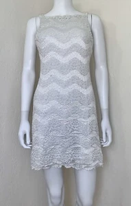 Vtg 90’s All That Jazz Ivory Floral Wave Lace Overlay Mini Dress Size S/M? VGC - Picture 1 of 7