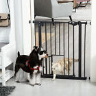 29-32 Inch Pet Gate with Cat Door, Press-Mounted Stair Gate, Easy Install, Black