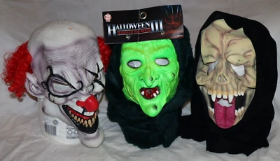 HALLOWEEN MASK LOT NEW SEASON WITCH SKULL TONGUE CLOWN TWISTED METAL? DON POST? - Image 1 of 4