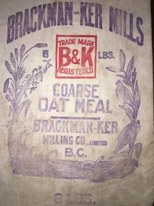 World's Fair adverts! 1894 RARE~antique cloth Oat Meal sack Brackman-Ker Mills - Picture 1 of 9