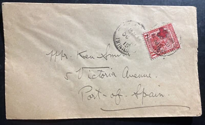 1915 Порт Спейн Тринидад Тобаго конверт первого дня FDC местный Sc#B2 Красный Крест марка - Изображение 1 из 2