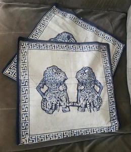 Decor Pillow Covers Pair 16x16 Blue & White Island Pattern - Picture 1 of 4