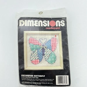 Dimensions Needlepoint Kit PATCHWORK BUTTERFLY 5"x5" Pastel Colors Pink Blue - Picture 1 of 7