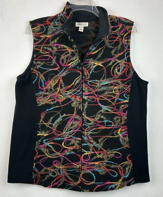 Chaleco Coldwater Creek Mujer L Texturizado Negro Hilo Look Dinero Antiguo Maximalista Foto 1 de 4