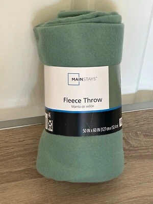 Brand New Sage Green Fleece Throw Blanket 50" x 60" Solid Color Super Soft! - Image 1 of 2