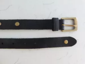 Mens Quality Black Leather Brass Studs -Brass Buckle Unique Dress-Casual Belt-38 - Picture 1 of 7
