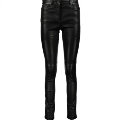 Кожаные брюки LANVIN Slim-Fit черные - Великобритания 14/ЕС 42 - £2150 - Изображение 1 из 3