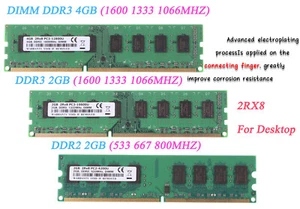 Lot 2GB 4GB DDR2 DDR3 RAM 667 800 1333 1600Mhz DIMM Desktop Memory Intel CPU - Picture 1 of 38