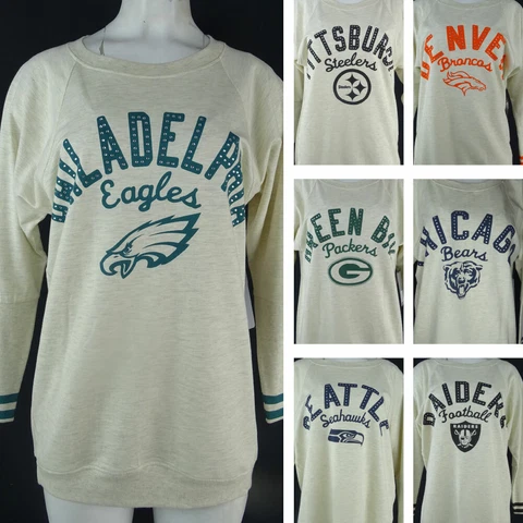 NFL Multi-Team Women's Touch Cream Long Sleeve Crewneck Sweater Cover