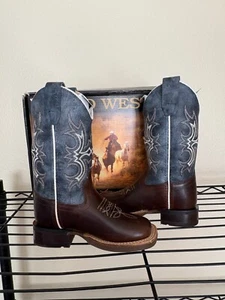 Old West Kids Cowboy Boots Sz 9 Brown Western Round Toe NEW - Picture 1 of 8