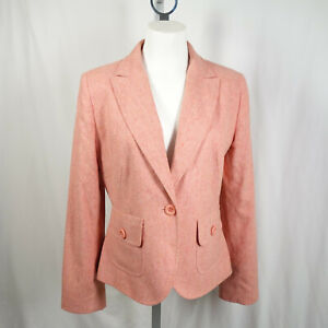 Ann Taylor Loft Virgin Wool Blend Coral Pink Petite Blazer One Button Size 6P