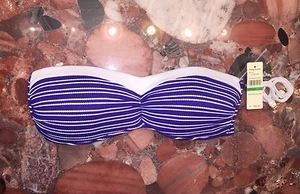 Nwt Tommy Bahama Bandeau Körbchen Bh Bikini Blau Strukturiert Streifen Top L - Bild 1 von 4