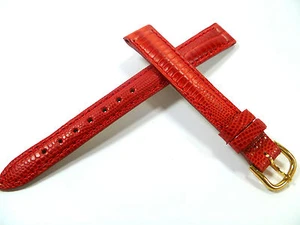 12 mm ROT UHRENARMBAND ARMBAND EIDECHSEN PRÄGUNG UHRENBAND LEDER 1219 - Picture 1 of 2