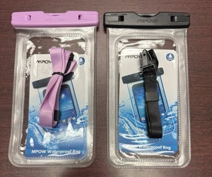 Mpow Waterproof Bag for Cell Phones 2 Pc (Black & Purple) - A0043 - Picture 1 of 17
