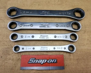 Snap On R604SA - 4 Pc SAE 6 Pt 0° Offset Ratcheting Box End Wrench Set - Picture 1 of 5