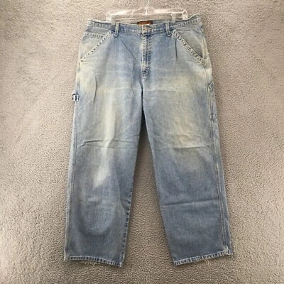 Oxford & Fulham Carpenter Jeans Mens Actual 39x30 Blue Denim Mid Rise Zip Fly - Image 1 of 4