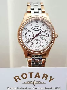 NUEVO Reloj Rotatorio Damas Día y Fecha Oro Rosa Dos Tonos Cristales Swarovski PVP£189 - Imagen 1 de 12