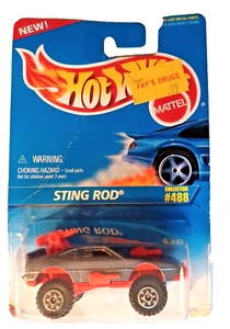 Tarjeta azul vintage Hot Wheels 1995 Orange Sting Rod #488 nueva en paquete Mattel envío gratuito - Imagen 1 de 6