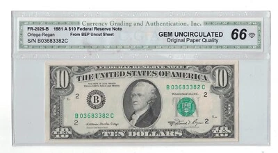 U.S. - Series 1981-A $10.00 Federal Reserve Note - Nice! - Image 1 of 2