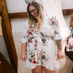 Boohoo Plus Flower Ruffle One Piece White Romper Plus Size 18 - Picture 1 of 13