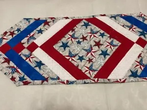 Patriotic Memorial Day/ Fourth of July\ Labor Day "Stars" Quilted Table Runner  - Picture 1 of 4