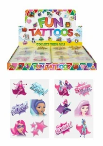 SUPERHERO GIRLS KIDS TEMPORARY TATTOOS Assorted Designs Party Bag Filler Loot - Picture 1 of 1