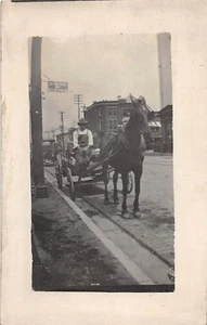 D63/ Occupational RPPC Real Photo Postcard c1910 Delivery Wagon Horses 30 - Imagen 1 de 2