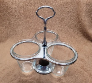 Carrusel de condimentos vintage Kromex/Irvinware Like Lazy Susan MCM cromo + marrón - Imagen 1 de 17