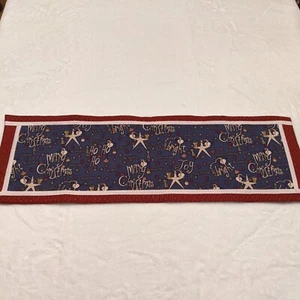 Christmas Small Table Runner Banner Merry Christmas Seasons Greetings Stars - Picture 1 of 8