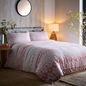Duvet Cover Bedding Set Bergen 100% Brushed Cotton Appletree Hygge Terracotta - Picture 1 of 12