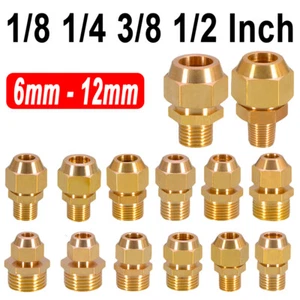 Brass Brake Lines Union 1/8 1/4 3/8 1/2 Straight Compression Fitting Connector - Picture 1 of 21
