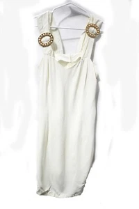 Sans Souci White Vintage Dress With Gold Shoulder Buttons - Picture 1 of 6