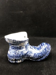 Vtg Blue White Staffordshire England James Kent "Old Foley" Porcelain Boot Shoe - Picture 1 of 5
