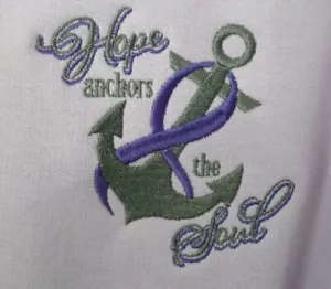 Sudadera Púrpura ANCHOR SOUL S Cáncer de Mama Orquídea Cuello Redondo Nueva - Imagen 1 de 3