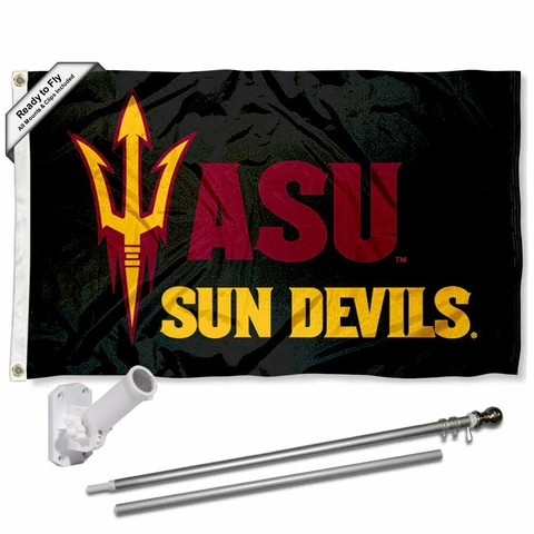 Arizona State Sun Devils Black Flag Pole and Bracket Gift Set Package Cover