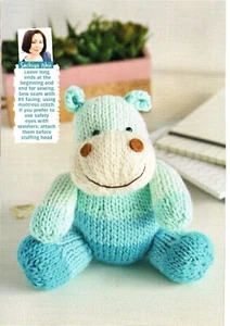 ~ Pull-Out Knit & Crochet Patterns For Cute Toy Hippo & Cushion & Blanket ~ - Imagen 1 de 3