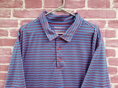 🔥 Camisa Polo Reebok Golf Roja Blanca Azul Rayas Para Hombre 3XL 3XLT XXXL Foto 1 de 4