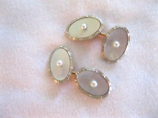 PAIR OF ART NOUVEAU 14K CUFFLINKS PEARL AND MOTHER OF PEARL