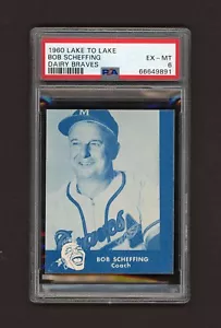 1960 LAKE TO LAKE DAIRY MILWAUKEE BRAVES BOB SCHEFFING PSA 6 - Picture 1 of 2