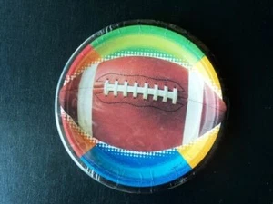 NEW Amscan Football Theme Paper Plates Set of 8 - 7" Diameter - Picture 1 of 4