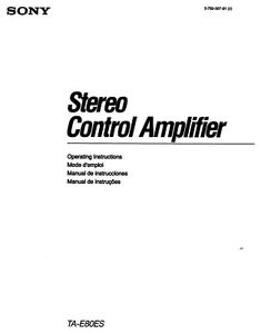 Sony TA-E80ES Stereo Control Owners Instruction Manual - Bild 1 von 1